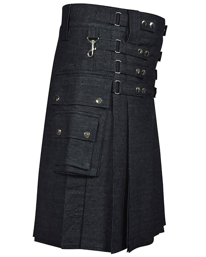 Women Denim Kilt Black
