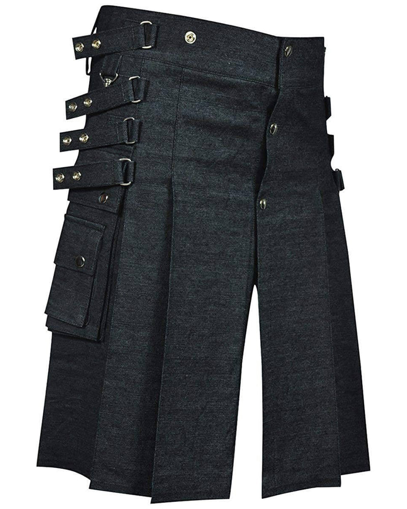 Women Denim Kilt Black