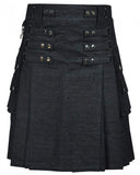 Women Denim Kilt Black