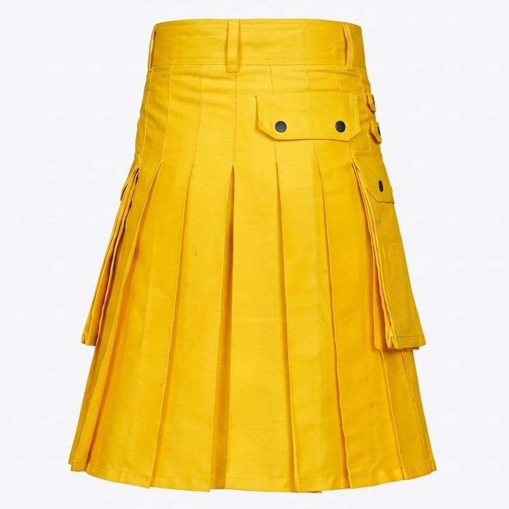 Yellow Leather Utility Kilt Back