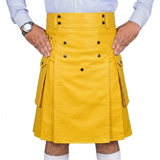 Yellow Leather Utility Kilt